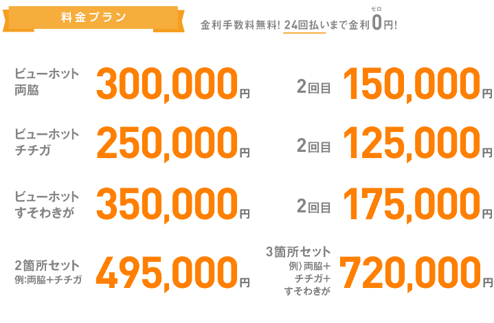 ビューホット 両脇300,000円